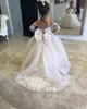 Stock 2-14 Years Lace Tulle Flower Girl Dresses Bows Children's First Communion Dress Princess Ball Gown Wedding Party Dress C072213