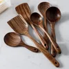 7 unids/set teca madera Natural vajilla Turner arroz colador sopa Skimmer cuchara de cocina 201223