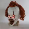 LED Horror Pennywise Joker Maschera Cosplay Stephen King Clown Lattice Maschere spaventose Casco Costume di Halloween Puntelli del partito Y200103