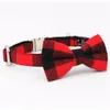 Camisa de cachorro xadrez vermelho colarinho de cachorro bowtieby handmadelaser seu nome de cachorro T200517