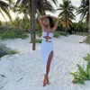 Klalien Kobiety Lato Sexy Hollow Out Bez Ramiączek Szczurki Długie Suknie Moda Slim Beach Wakacje Party Club Solid White Dresses 220311