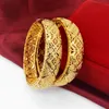 24k Dubai Gold Bangles for Women Gold Dubai Bride Wedding Ethiopian Bracelet Africa Bangle Arab Jewelry Gold Charm kids Bracelet302E