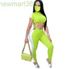 New Women 2 Piece Set Designer Waist-exposed Short Sleeve Suspender Trousers Tracksuit Club Fashion Tight Long Pants Casual Sports Suit N01