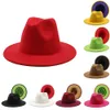 40 Colors Fashion Wool Hat Women Men Felt Jazz Fedora Hats Double-Sided Color Matching Party Wedding Hat w-00624