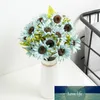 Herbst-Sonnenblumen-Kunstblumen-Blumenstrauß für Hochzeit, Zuhause, Wohnzimmer, Garten, Balkon, Dekoration, 3 Köpfe, Seiden-Kunstblumenzweig