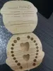 Spot Spanska British Baby Teether Tooth Box För att rädda lövtänder Pojke / Tjejbild Träförvaring Box Barnens kreativa presentresor Set 2 stilar
