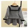 Gooporson Fashion Korean Kids Clothes Plaid Knit Sweater Top&skirt Winter Warm Baby Children Clothing Set Cute Toddler Outfits G220310