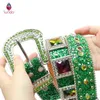 Green Square Diamond Luxury Cinture Occidentali Fashion Rhinestone cintura con borchie per le donne Uomo di alta qualità Cinto Cinturino Ceinture femme AA220312