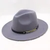 Cappelli a tesa larga Moda TOP Elegante cappello Fedora in feltro solido per le donne Band Flat Jazz Elegante Trilby Panama Caps Cappello a secchiello1