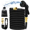 Garden hose, flexible and durable magic hose with 8-function sprayer/hose hanger/storage bag/brass connector, (25 feet/black) a38