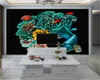 壁の壁紙3 dヨーロッパスタイルの壁紙美しい花のテールフィッシュ屋内テレビの背景の壁の装飾3 d壁画壁紙