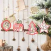 LED Light Christmas Tree Star Car Wooden Pendant Ornament Xmas DIY Wood Crafts Kids Gift for Home Christmas Party Decoration WVT1162