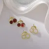 Stud 2022 Flickor Sommar Sweet Fruit Cherry Örhängen för Kvinnor Mode Smycken Härlig Oorbellen Brincos