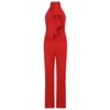 INDRESSME New Fashion Vintage Red High Waist Pants Sexy Halter Lacing Sleeveless Wide Leg Jumpsuit Women Fashion Jumpsuit T200509