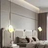 Современная спальня LED подвеска лампа белого стекла абажур Nordic Креативный Золото / Хром нержавеющей стали Ресторан Бар Лестница Подвесной огни G4