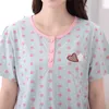Plus Rozmiar Dziewczyny Długość Kolana Bawełniana Piżama Zestaw Dla Kobiet Letni Krótki Rękaw Piżama Pijama Loungewear Homewear Odzieżowa T200707