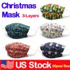 Hot Christmas Face Masks Disposable 50pcs 3-Layer Mask Protection with Earloop Mouth Face Child X'mas Gift Adult Kid