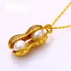 Chaîne à pendentif en forme d'arachide pour femmes, en or jaune 18 carats, bijoux tendance, cadeau 223q