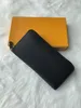 Zippy Wallet Partihandel 3 Färger Mode Single Zipper Designer Män Kvinnor Läder Plånbok Lady Lång handväska med Orange Box Card 60017 A6