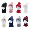 Coral Fleece Winter Pompon Hats Beanies Women Men Hat Scarf Warm Breathable Wool Knitted Skull Caps for Ladies Boys Letter Double Layers Cap in Cold Snow Days Cycling