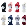 Coral Fleece Winter Pompon Hats Beanies 여자 남자 남자 모자 스카프 따뜻한 통기성 양모 니트 두개골 캡 소년 소년 편지 더블 9552960