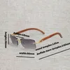 Fine Accessories Ancient Rimless Buffalo Horn Sunglasses Men Rimless Square Natural Wood Eyeglasses For Club Driving Shades Retro Gafas 012N French