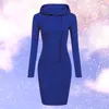Casual Dresses 2022 Autumn Winter Warm Sweatshirt Long-sleeved Dress Woman Clothing Hooded Collar Pocket Simple Lady