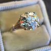 18 K ホワイト ゴールド 3Ct ラウンド モアッサナイト ソリティア婚約指輪ブライダル ウェディング ジュエリー ギフト サイズ 6 7 8 9 10