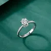 S925 STERLING Silver Authentic Moissanite Simulation Couronne Round Gypsophile Ring Classic Engagement Bijoux Femme Gift
