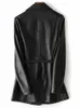Nerazzurri Black Faux Cuir Blazer Femmes Ceinture à manches longues Plus Taille Veste en cuir Femmes Nouveautés 2020 Vêtements pour femmes LJ201021