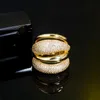 Pera Luxury Sparkling Cz Циркон Серебряный цвет многослойный многослойный большой открытый срезолируемые обручальные кольца для женских вечеринок подарки r1419914439