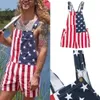 Cysincos Verão Mulheres Jumpsuit BodyCon Playsuit Bodysuit Macacão Macacão Plus Size American Flag Imprimir Jumpsuits Curtos T200704