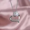 Silver Diamond Mom Heart Necklace Love Pendant Fashion Jewelry Mother Day Gift Will and Sandy