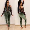 Zooeffbb Mesh Stitching Rompers Jumpsuit Fashion Velour One Piece Jumpsuits Fall Rave Sexig Backless Velvet Womens Overaller T200509