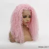 Afro kinky Curly full syntetiska peruker rosa färg simulering mänskligt hår perruques de cheveux funska peruk 19326-2317 #