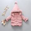 Baby Girls Jacket Kids Girls Fashion Coats Warm Solid Fur Collar Hoodie Winter Girl Clothes Infant Clothing Children's Jackets 201104