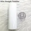 흰색 스트레이트 텀블러 20oz 30oz 승화 마른 체형 텀블러 DIY 스테인레스 스틸 휴대용 여행 찻잔과 물개 뚜껑