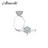 Vente en gros de luxe 3 carats coupe ronde synthétique Sona anneau femmes 925 solide en argent sterling bague de fiançailles mariage anniversaire anneau Y200106