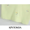KPYTOMOA Femmes 2020 Mode douce broderie florale recadrée Blouses tricotées Vintage dos nu bretelles fines chemises féminines Chic Tops T200803