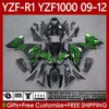 Carenature OEM per YAMAHA YZF-R1 YZF R1 1000 CC YZF1000 YZFR1 09 10 11 12 Carrozzeria 92No.40 YZF Fiamme verdi R 1 1000CC 2009 2010 2011 2012 YZF-1000 2009-2012 Kit carrozzeria MOTO