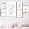Nordic Minimalist Figury Linia Sztuka Sexy Kobieta Body Nude Ścienne Płótno Plakaty Dekoracja Drukuje Dekoracji Dla Livingroom 211222