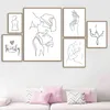 Nordic Minimalist Figuren Linie Kunst Sexy Frau Körper Nackte Wand Leinwand Gemälde Zeichnung Poster Drucke Dekoration für Wohnzimmer 211222