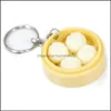 Keychains Fashion Accessoires Mini Simation Caract￩ristique Food Dumplings Chain Key Chain Mute Charm Sac Keychain Couleur Random Drop Livraison 2021