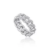Simple Fashion Men Women Ring Gold Silver Bling CZ Diamond Cuban Chain Ring for Men Women Ring Jewelry Gift210I