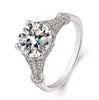 18K White Gold 3Ct Round Moissanite Solitaire Engagement Ring Bridal Wedding Jewelry Gifts Size 6 7 8 9 10286c