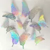 3D Butterfly Wall Decor adesivos removíveis Etiqueta metálica Room Decalques Decalques Decalescas para crianças quarto berçário de sala de aula festa decoração de casamento DIY presente