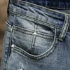 Zerrissene Jeans Männer dünne hellblaue High Street Street Street Style Jeans Elastizität Schlanker Fit Franed Casual Men Hosen Hosen Biker Jeans T2712