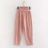 Tigena Bonito Bow Calça Calças Para Mulheres Verão Tornozelo Alto Cintura Calças Mulheres Coreano Rosa Amarelo Harem Calças Feminina 201111