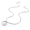 2022 NIEUW 925 Sterling Verzilverd 1mm 18 inches Drie Cirkel Hanger Ketting Frosted Necklace voor Dames Mode Bruiloft Charme Sieraden