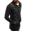Erkek Ceketler Erkekler Temel Ceket Kaban Sonbahar Kış Uzun Kollu Vintage Sıkıntılı Demin Üst Dış Giyim Rüzgarlık